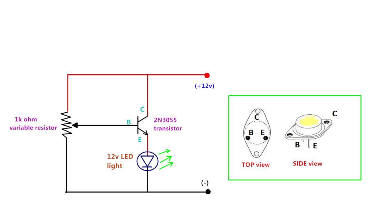 LED Light dimmer control using 2N3055 NPN transistor| Simple | Less