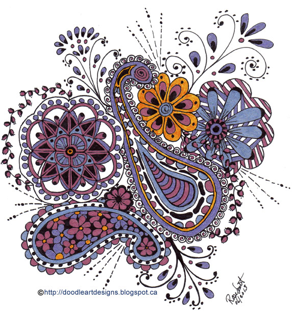 Doodle Art Flowers Zentangle Floral Pattern Hand Drawn Herbal