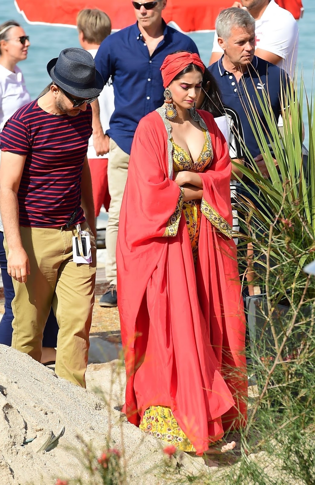 Sonam Kapoor Super Sexy Cleavage Show At a Beach Photoshoot During 70th Cannes Film Festival 2017