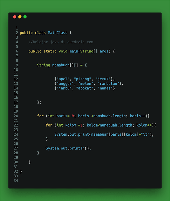 Belajar Mengenal Array 2 Dimensi (2D) Pada Kegiatan Java - Java Media Kita