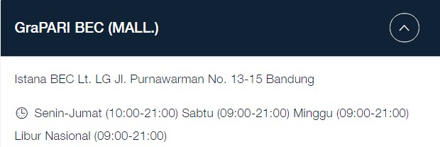 Alamat GraPARI Telkomsel Bandung: Istana BEC Lt. LG Alamat GraPARI Telkomsel Bandung: Istana BEC Lt. LG