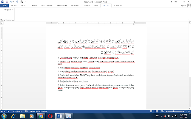 Perisian Al-Quran Word Serta Terjemahan Pada Microsoft Office Word