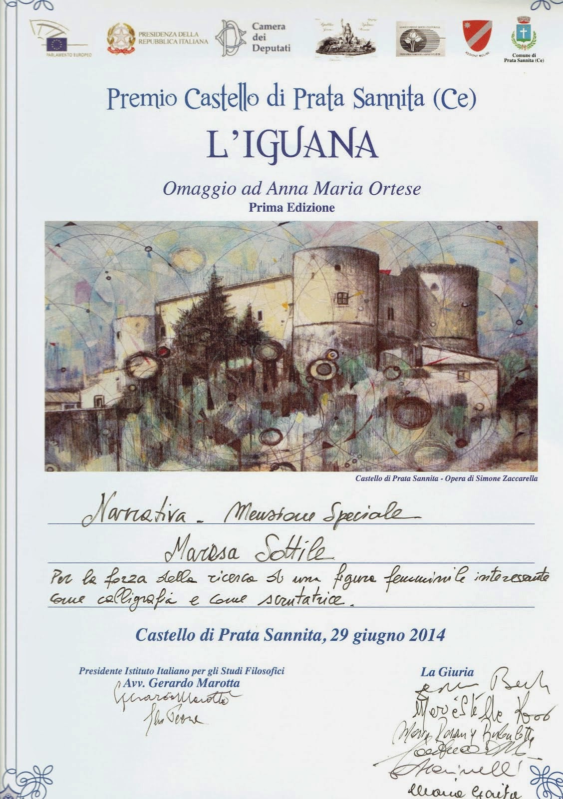 Menzione Speciale al Premio L'Iguana per MALEFIZIO D'AMORE