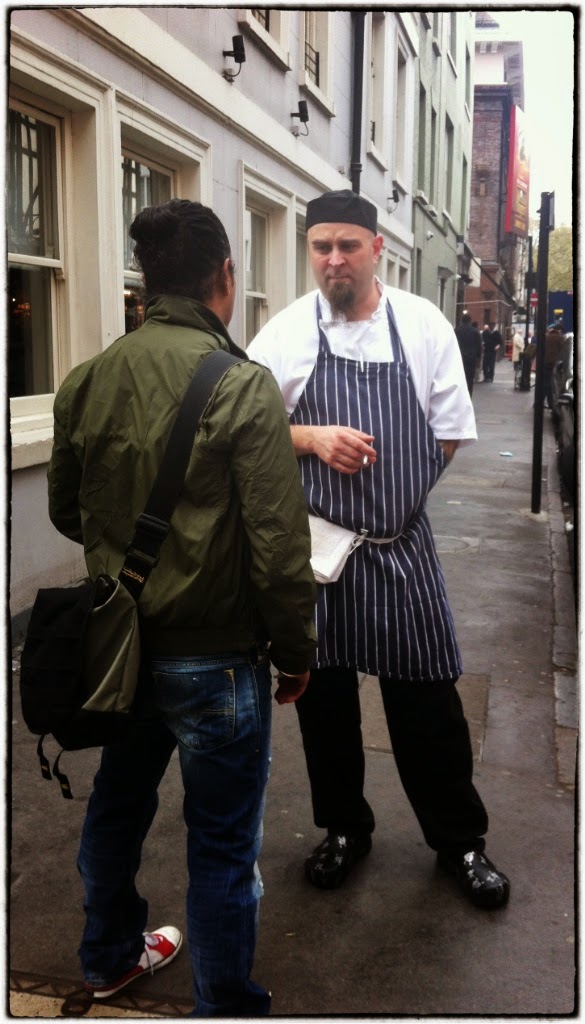 soho chefs taking a break, London 2015