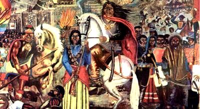 Rebelión de Túpac Amaru o José Gabriel Condorcanqui Imagen a la rebelión de José Gabriel Condorcanqui a caballo y con Micaela Bastidas