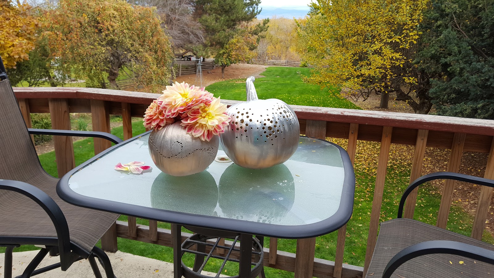 diy metallic painted pumpkins drilled