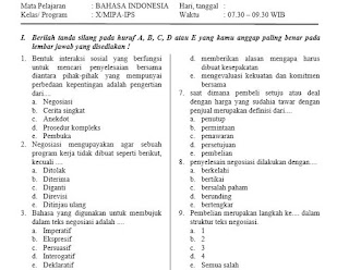 Soal PAT Bahasa Indonesia Kelas 10 dan Kunci Jawaban