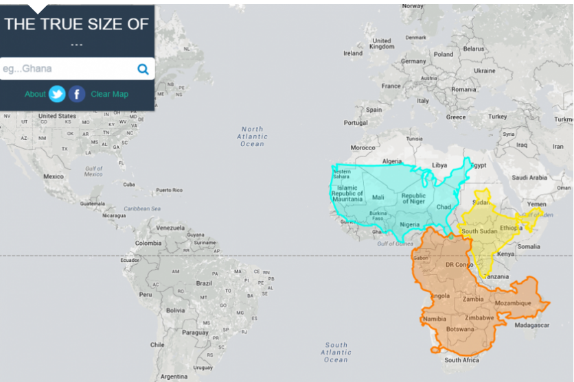 A True Size Map Site