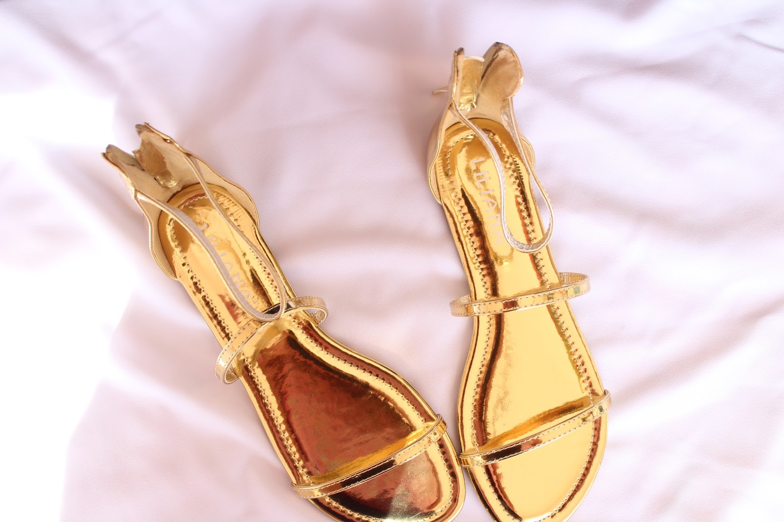  Gold Mirror High Ankle Triple Straps Open Toe Jelly Sandal