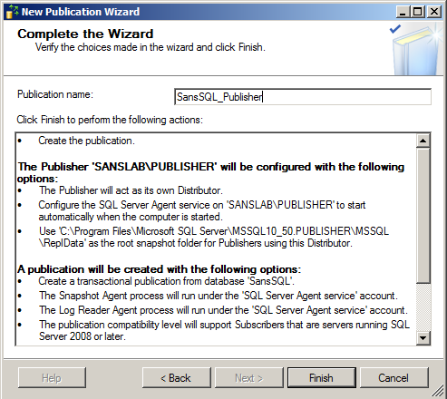 Once the publication is created, it is appear under the 
