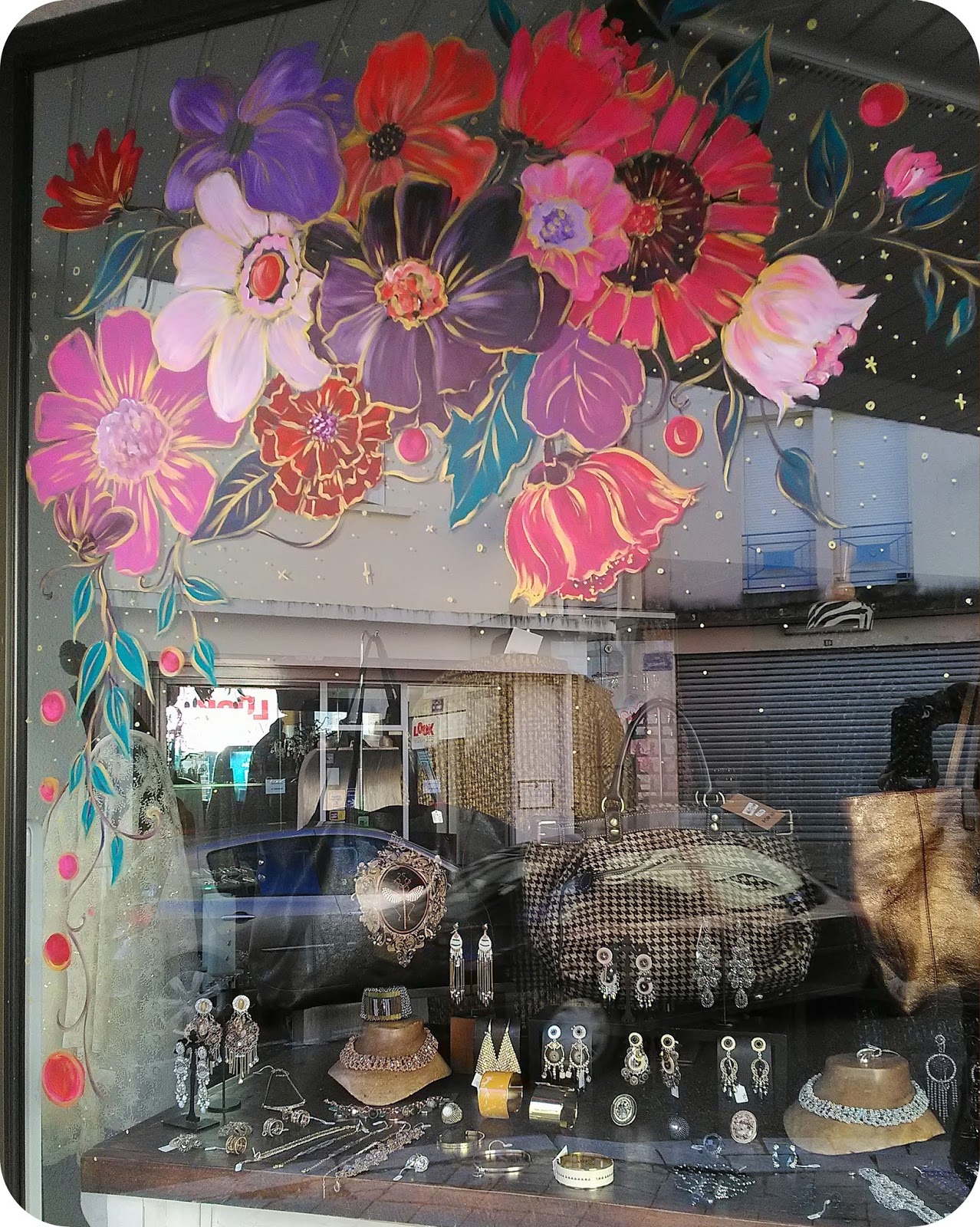 Mickaëlle Delamé: Peinture sur vitrine pour Noël, Lot-et-Garonne
