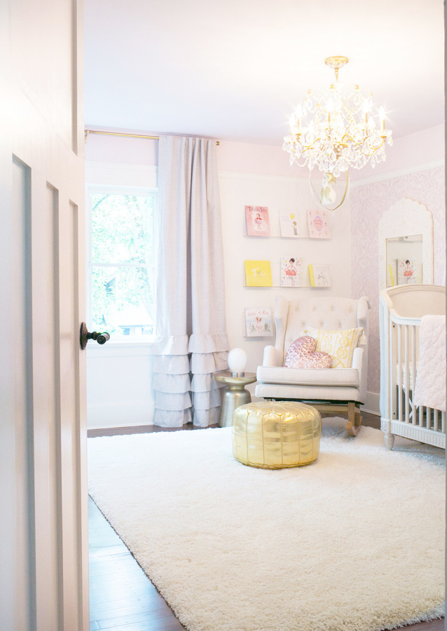 Pink and gold nursery for girls