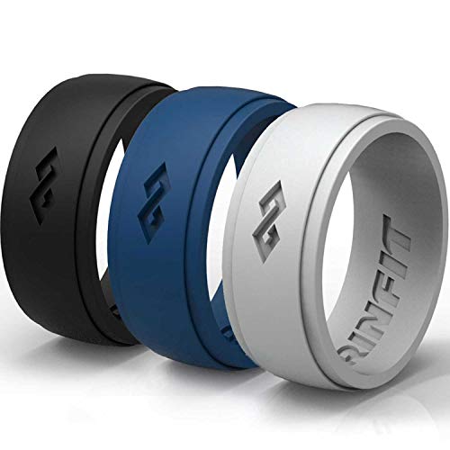The best Rinfit Silicone Wedding Ring for Men 3 Rings Pack Designed, Safe, Soft, Silicone