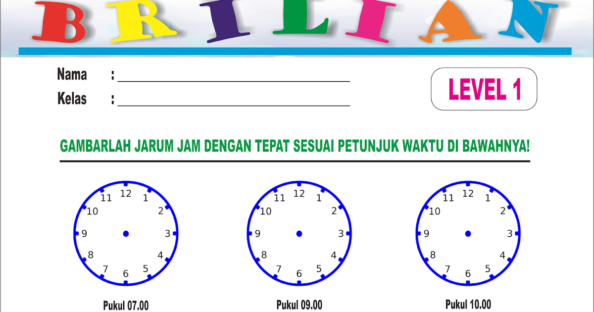 Lembar Latihan Soal Menggambar Jarum Jam Yang Dapat Dicetak Bang Pedia