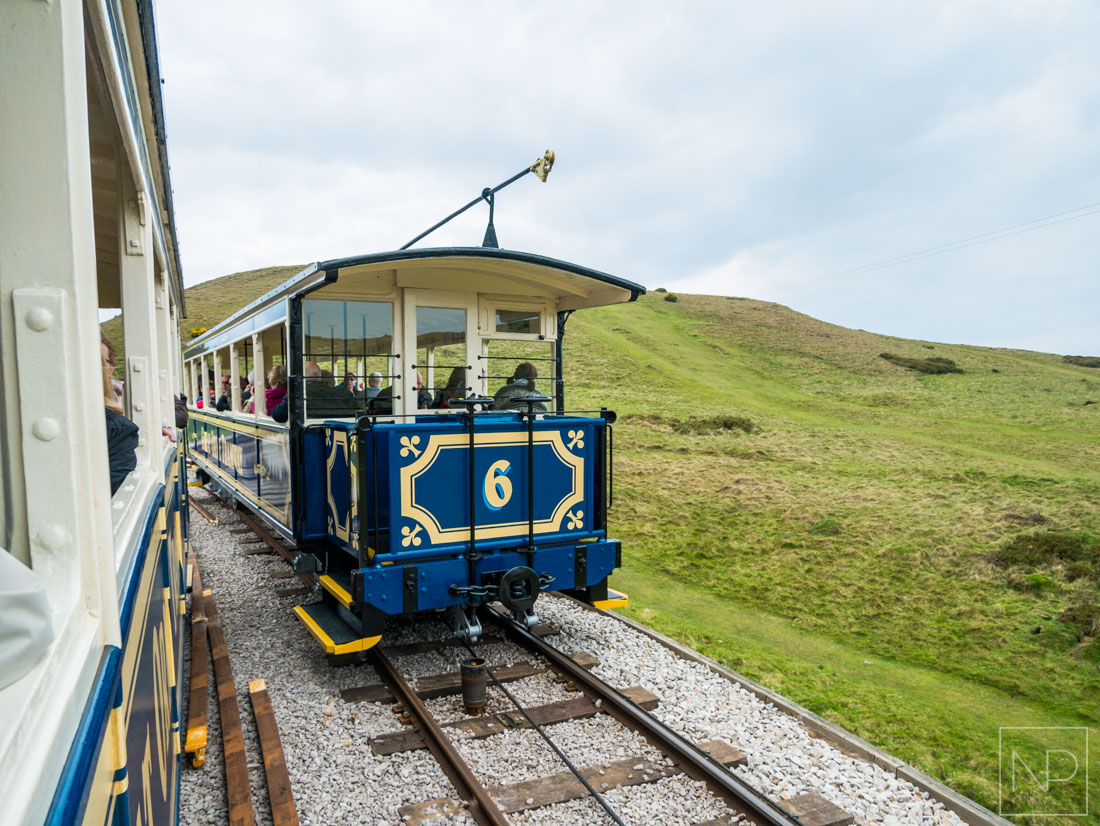 Passing trams in Llandudno North Wales