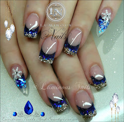 nails gold luminous nail acrylic designs flakes snow royal glitter crystals french silver navy flake winter prom luminousnails stamp february