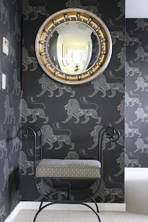 Lion Wallpaper Black and Silver Animal Charcoal Interiors Interior Design