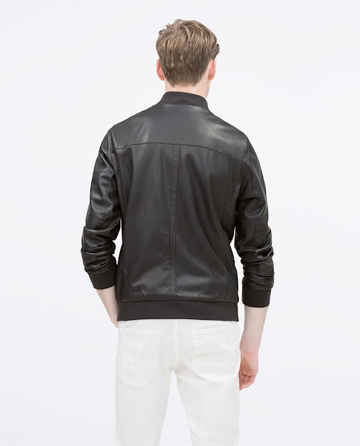 Áo khoác da nam Zara Faux Leather Bomber Jacket