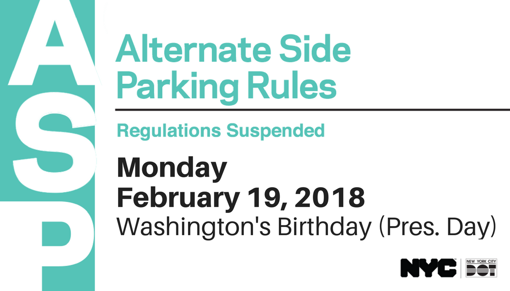 KARMABrooklyn Blog NO ALTERNATE SIDE PARKING ON MONDAY, FEBRUARY 19TH