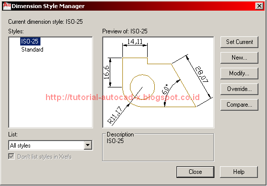 Dimension style. Dimension style