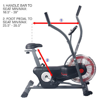Sunny Health & Fitness SF-B2640 Air Bike Trainer, 4-way adjustable seat for a custom fit, image, review features & specifications
