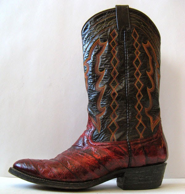 EEL SKIN LEATHER COWBOY BOOTS MENS SIZE 10.5