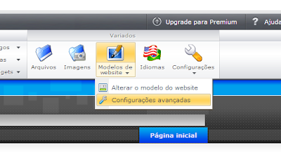 configurações avançadas no site webnode