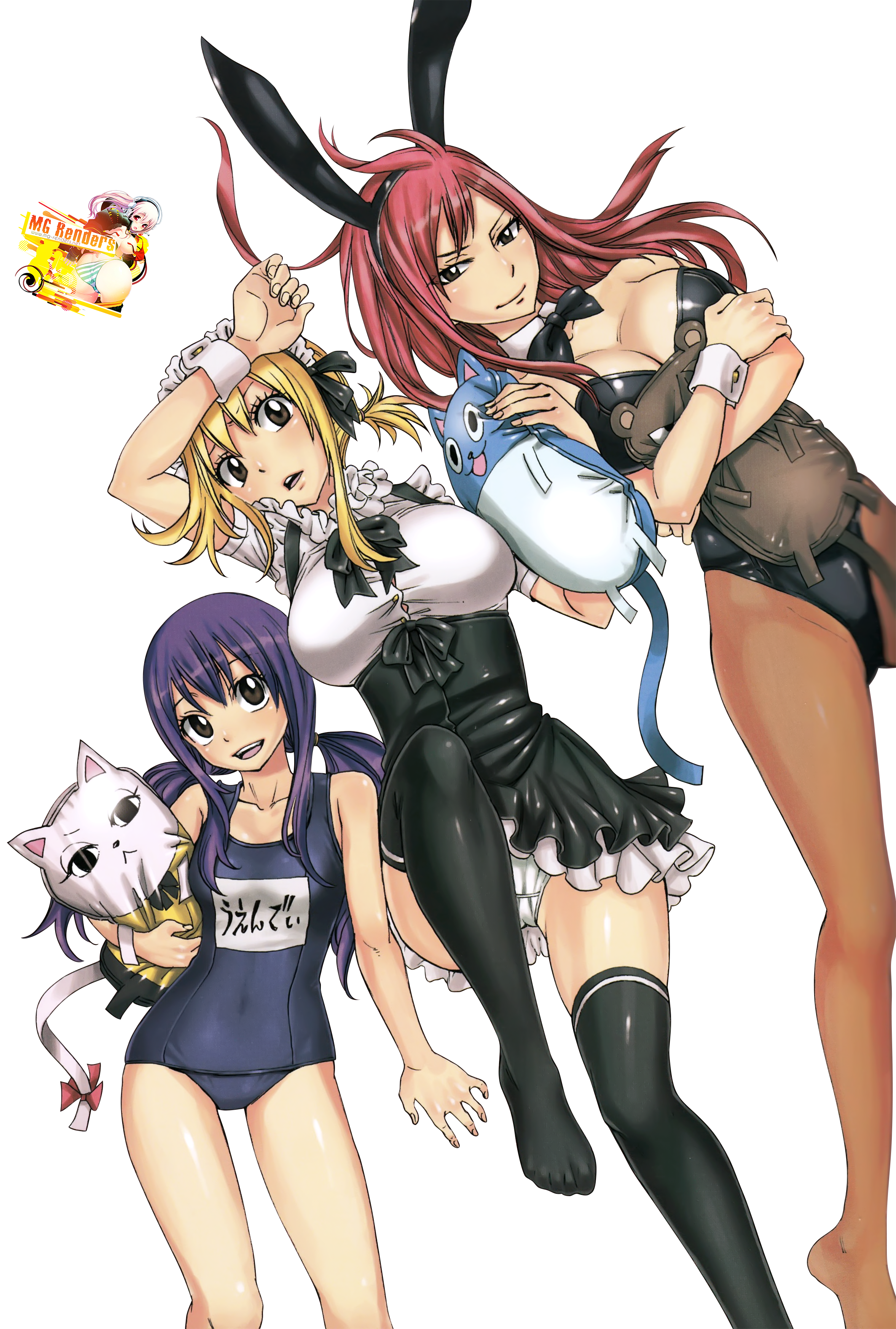 Barefoot,Erza Scarlet,Fairy Tail,Large Breasts,Leotard,Lucy Heartfilia,Maid...