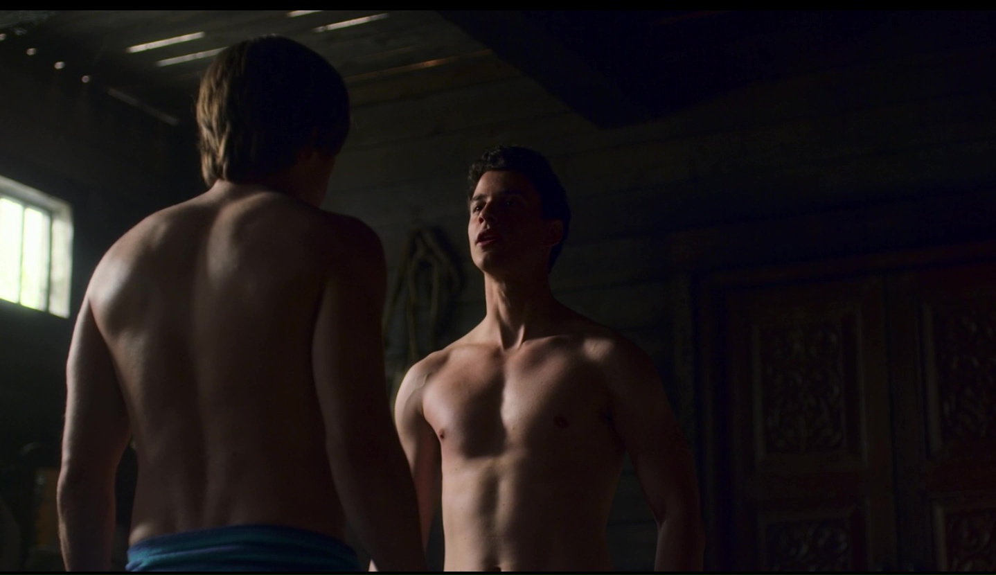 Jake Manley and Adam DiMarco shirtless in The Order 1-04 "Introduction...