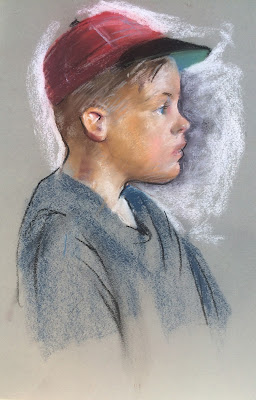 image of boy in Profile by Maine Artist Francis Quirk pastel sketch of boy in profile by Maine Artist Francis J. Quirk