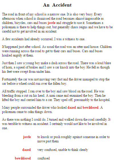 car crash story essay