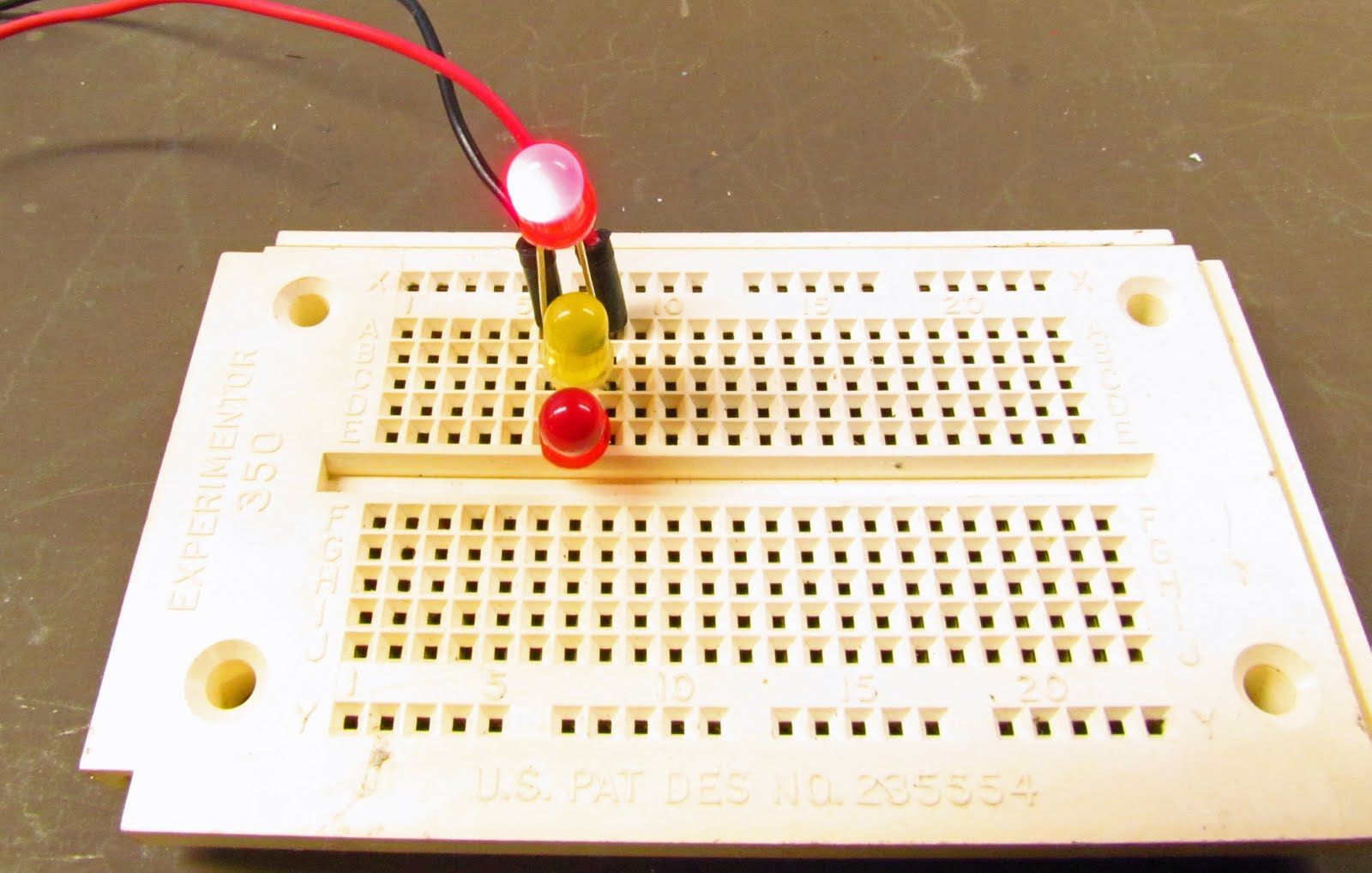 Three Red Leds In Parallel On Breadboard