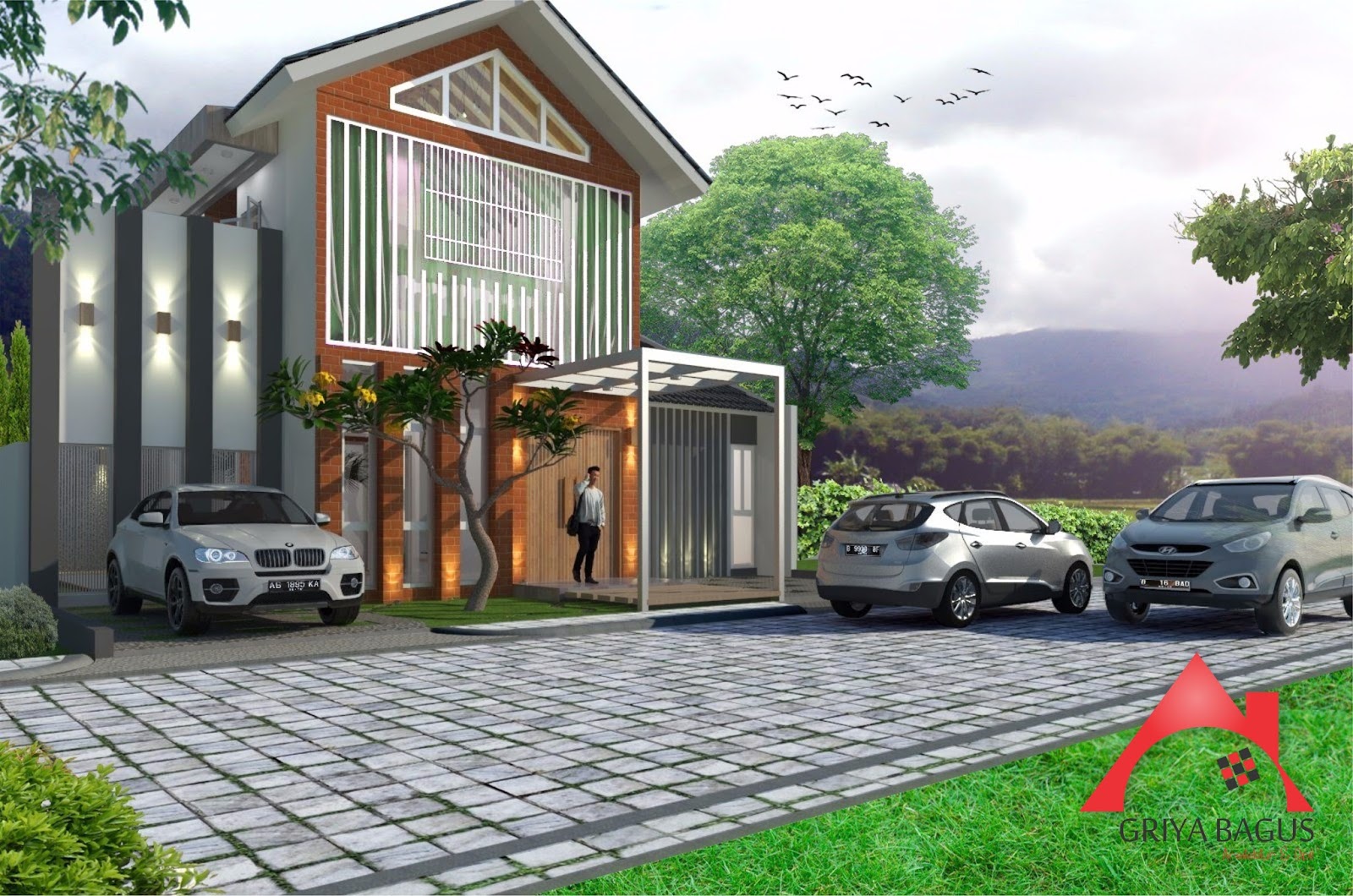 Desain Eksterior Rumah Tropis 2 Lantai Yogyakarta Griya Bagus