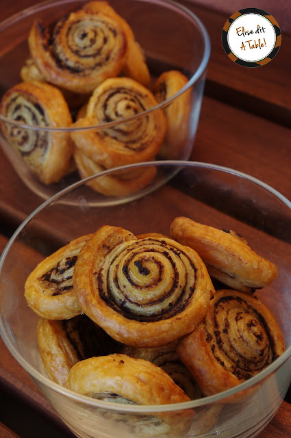 Feuilleté à la tapenade en escargot