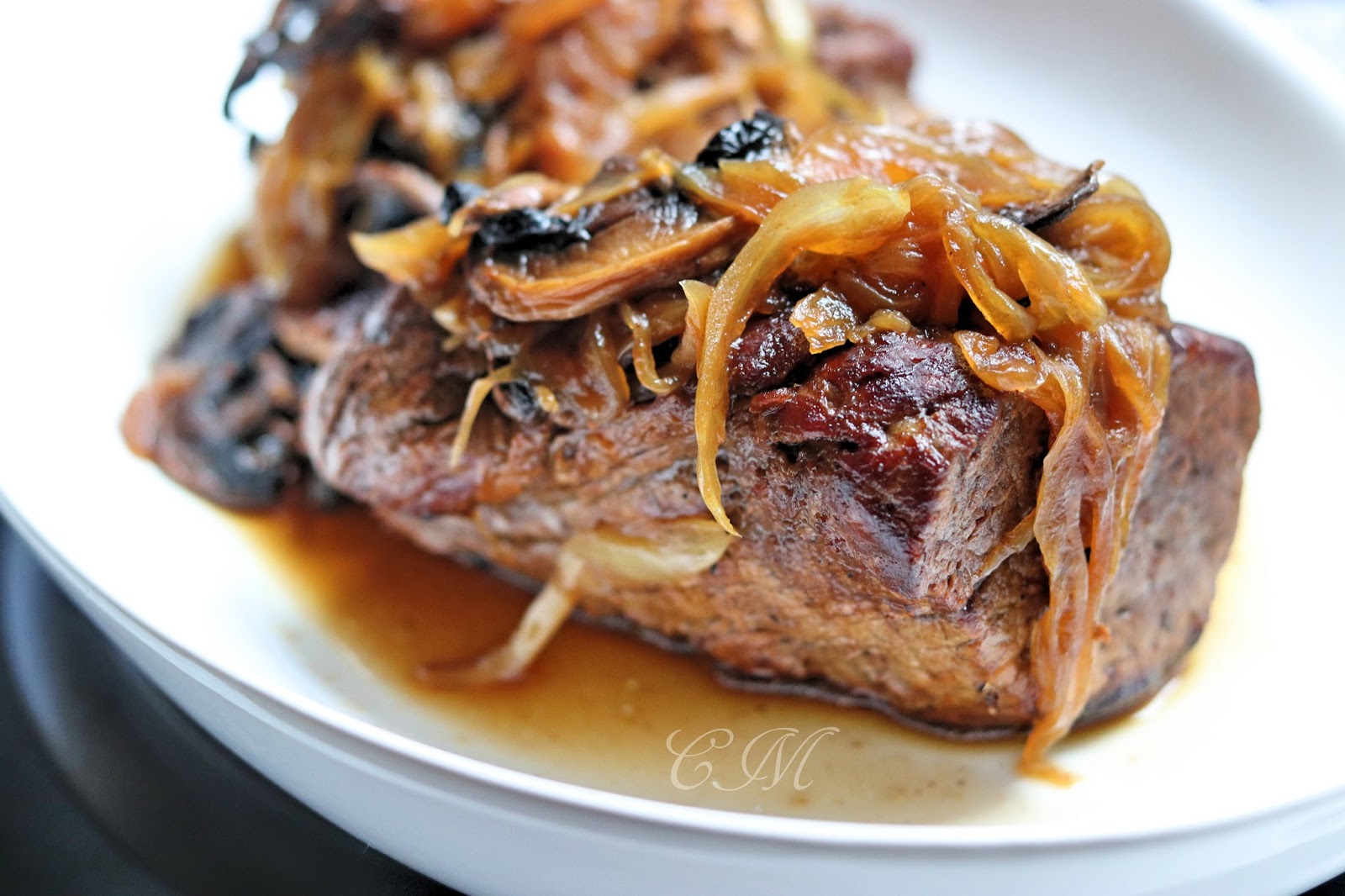 Delicious Beef Tenderloin w/ Dehydrated Mushrooms & Caramelized Onions