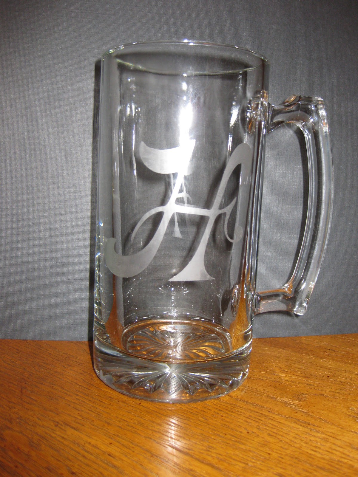 Eva's Scraps N' Cards Monogrammed Etched Beer Mug