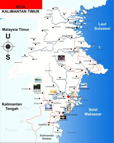 Gambar Peta Kalimantan Timur lengkap dan berwarna