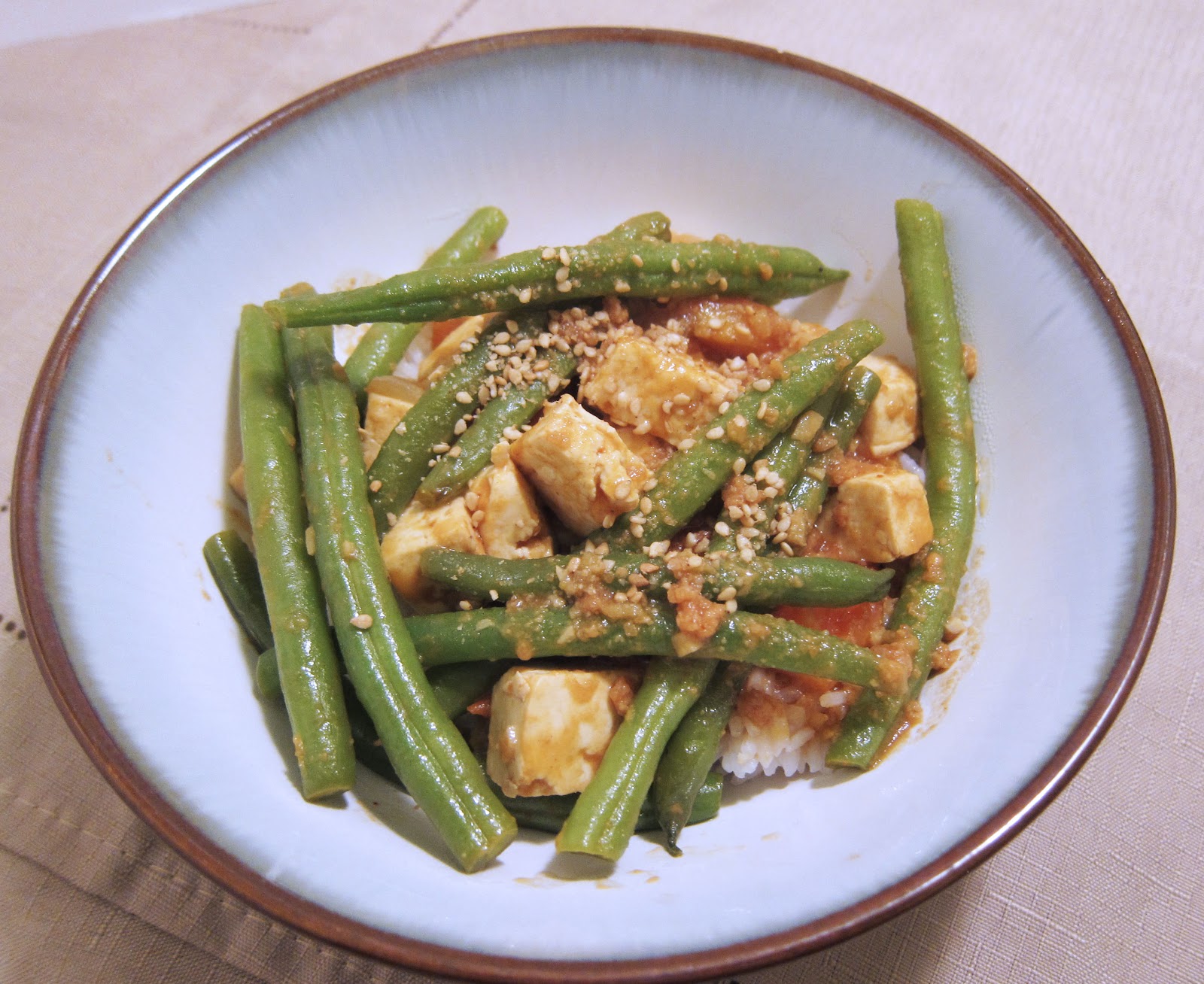 This Designer Cooks Coming out of the Bubble Green Beans and Tofu in