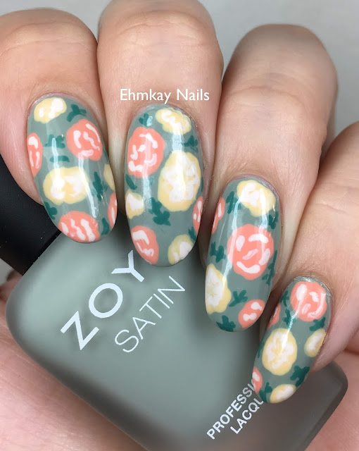 ehmkay nails Handpainted Magnolia Nail Art