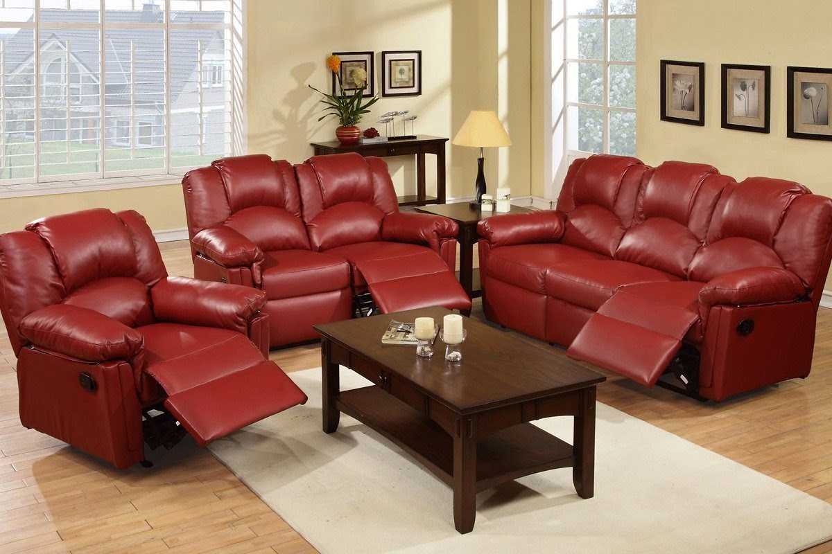 Red Leather Reclining Living Room Set