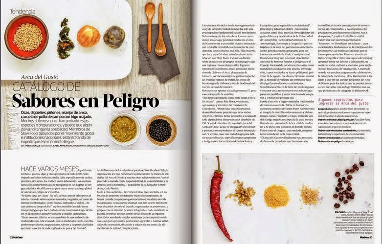 Catalogo de sabores en Peligro, Arca del Gusto - Chile