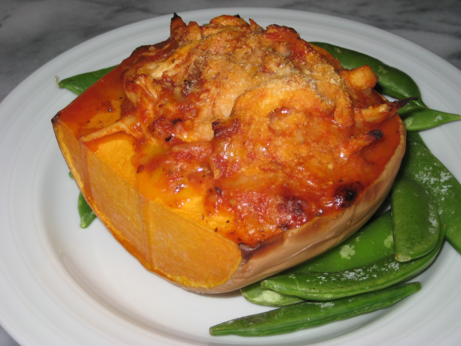 Cammy's Kitchen Butternut Squash Stuffed with Chicken and Cheese