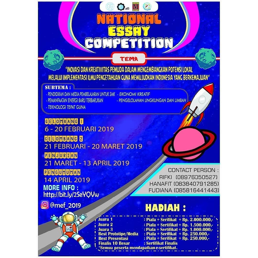 Lomba Essay Nasional Mahasiswa Mechanical Education 2019 Lomba Essay Nasional Mahasiswa Mechanical Education 2019