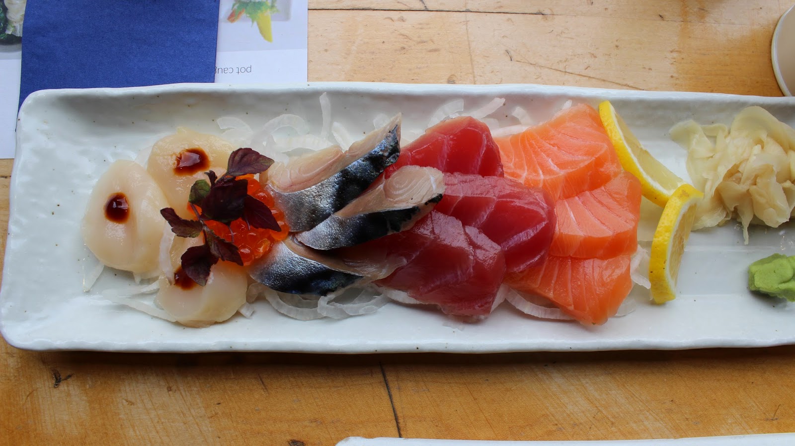 Deluxe Mixed Selection: hand dived scallops salmon, tuna, MSC ikura and local mackerel