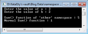 Namespace example in C++ | Programs