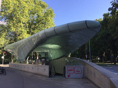 The fabulous futuristic funicular stations designed by Zaha Hadid. Congress entrance.