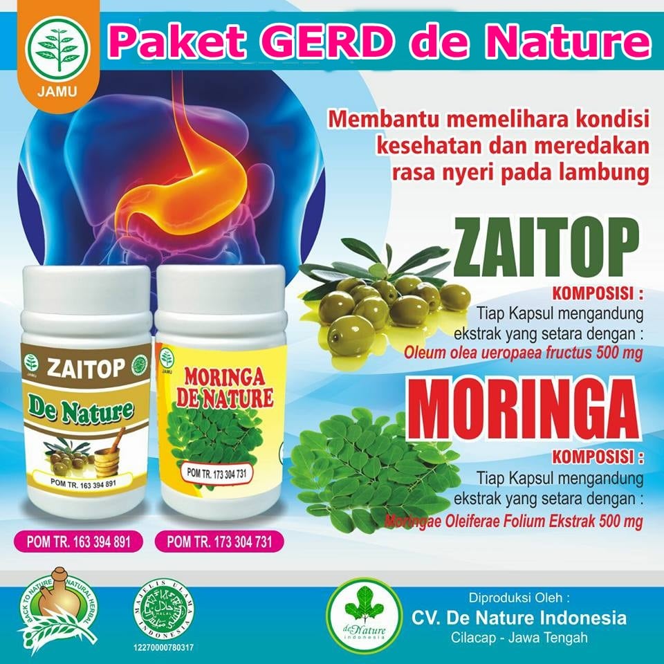 Kapsul Moringa dan Zaitop Obat Asam Lambung Naik / GERD de Nature Kapsul Moringa dan Zaitop Obat Asam Lambung Naik / GERD de Nature