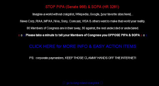 Craigslist down SOPA