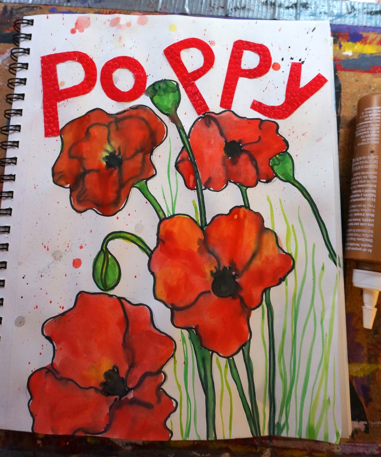 that artist woman Poppies in the Art Journal