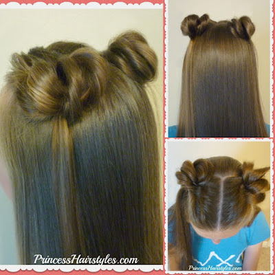 Super easy way to make space buns. No bobby pins!